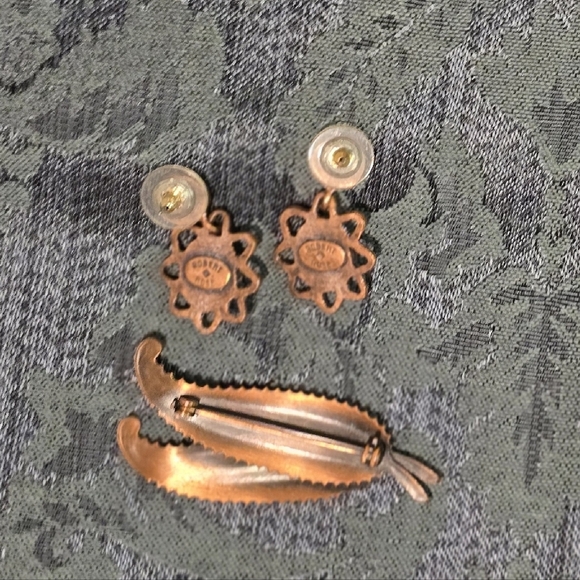 Vintage Copper Brooch and Earrings - Picture 4 of 7